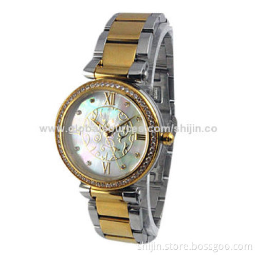 Fashion watch with alloy case, classical, dual-color, Japan quartz movement, OEM, made in China